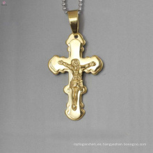 Colgante cruzado de Jesús del acero inoxidable de la venta superior, colgante cruzado del oro